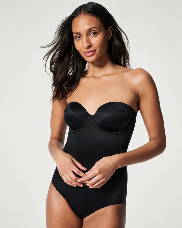 Spanx Strapless Cupped Panty Bodysuit Very Black