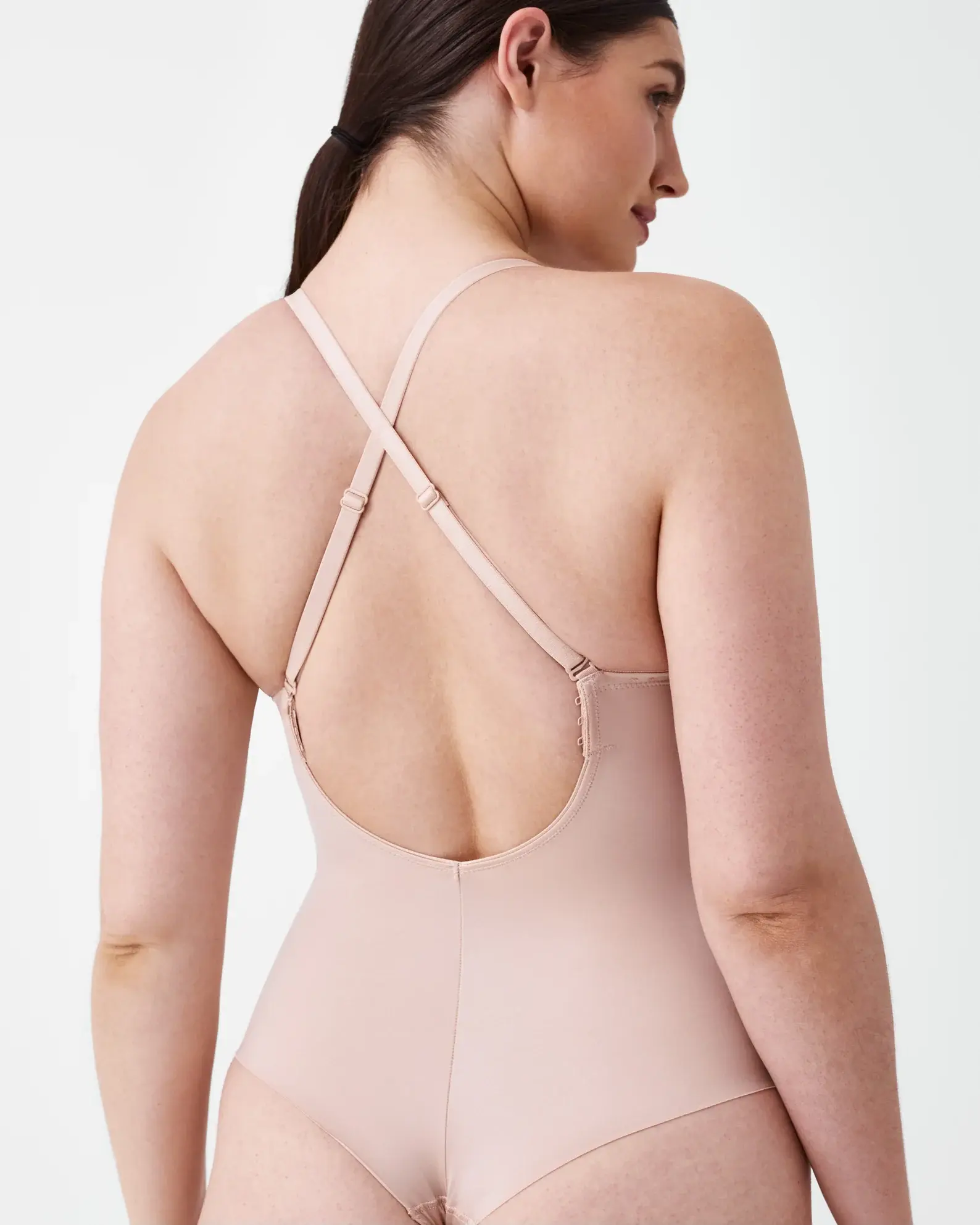 Spanx Suit Your Fancy Plunge Stretch-jersey Body In Champagne