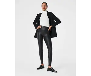 SPANX Faux Leather Quilted Leggings - Black