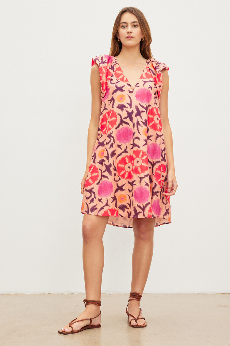 Velvet Jena Silk Cotton Voile Dress Cameo