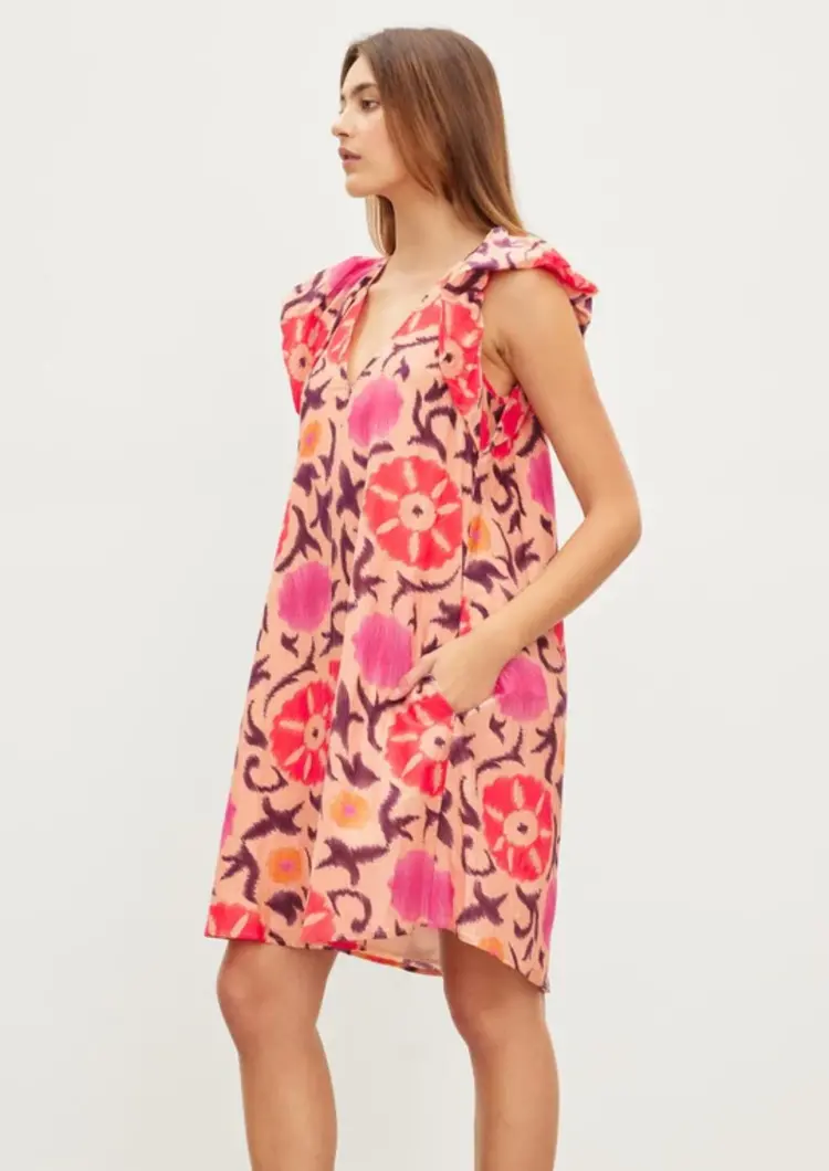 Velvet Jena Silk Cotton Voile Dress Cameo