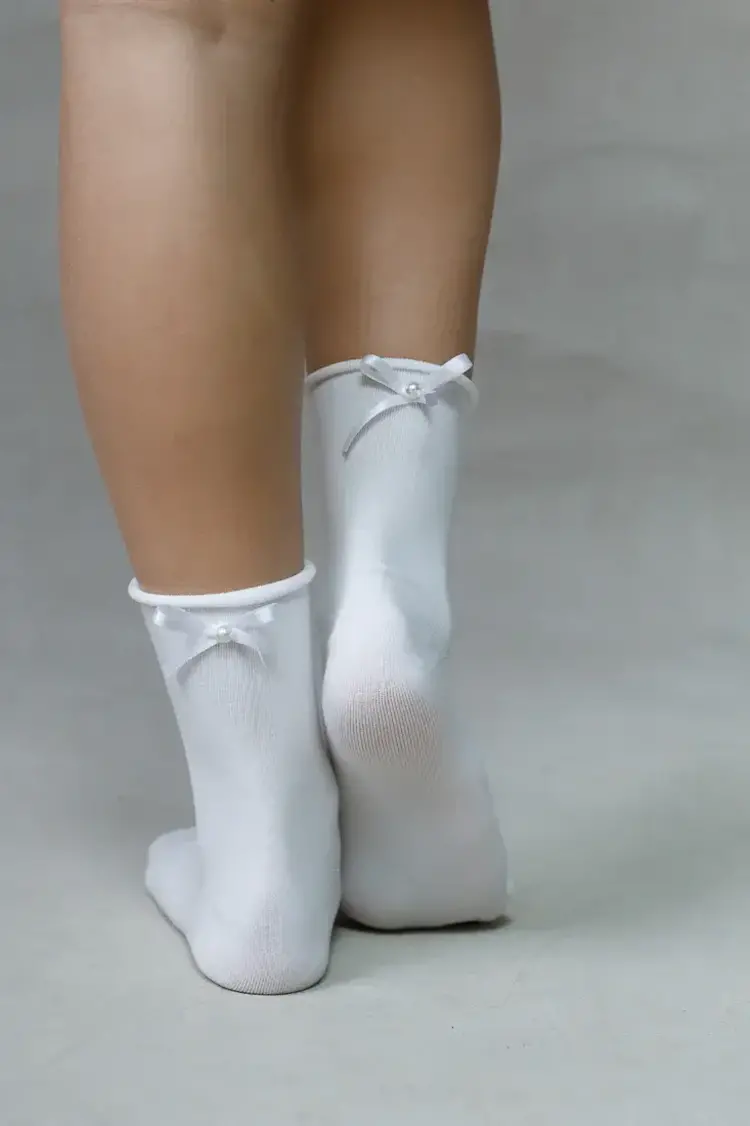 LimLim Accessories Satin Bow Socks White