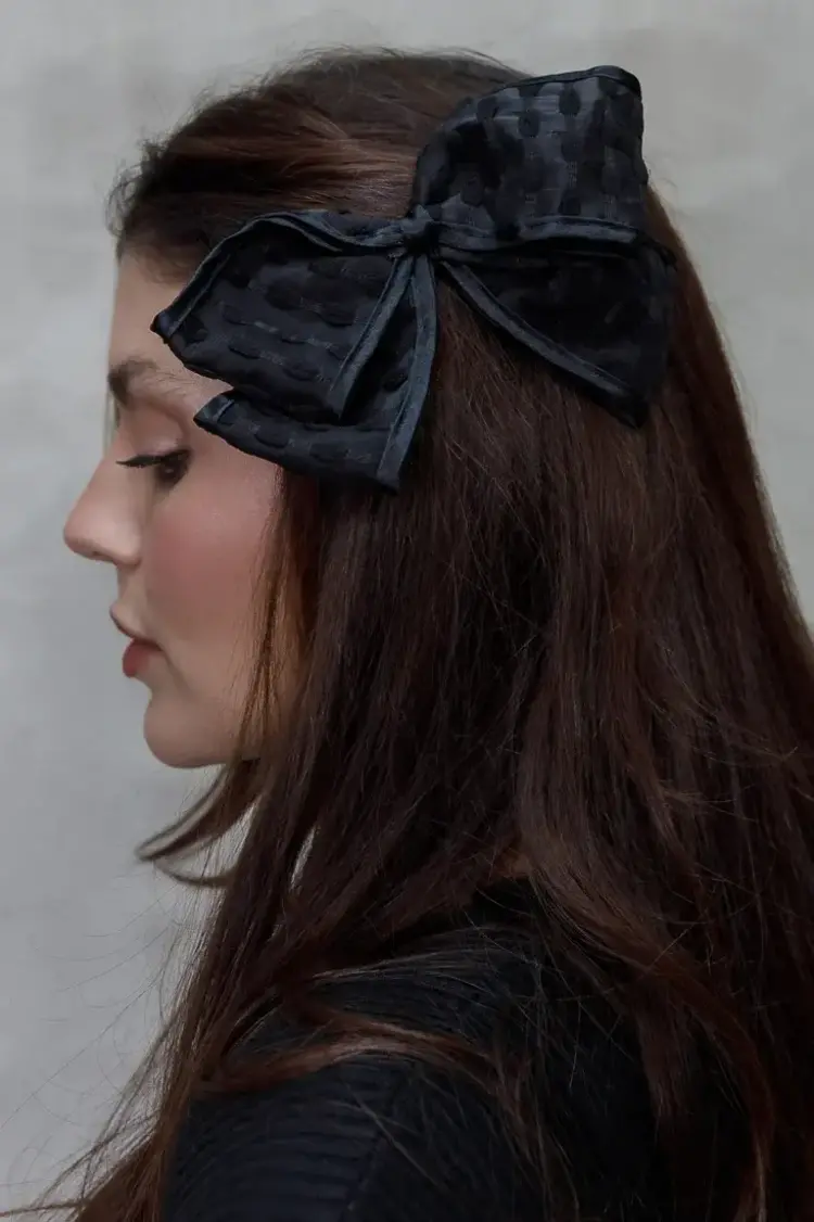 LimLim Accessories Mesh Sheer Velvet Bow Black