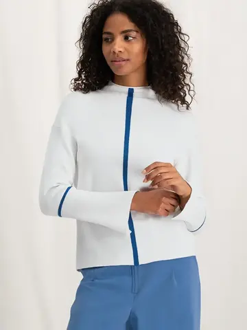 Yaya Sweater with Stripe Detail Pure White