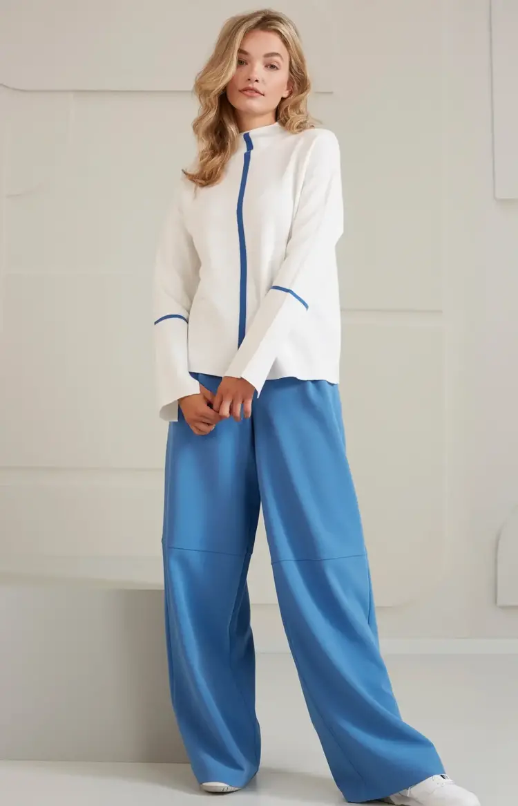 Yaya Sweater with Stripe Detail Pure White