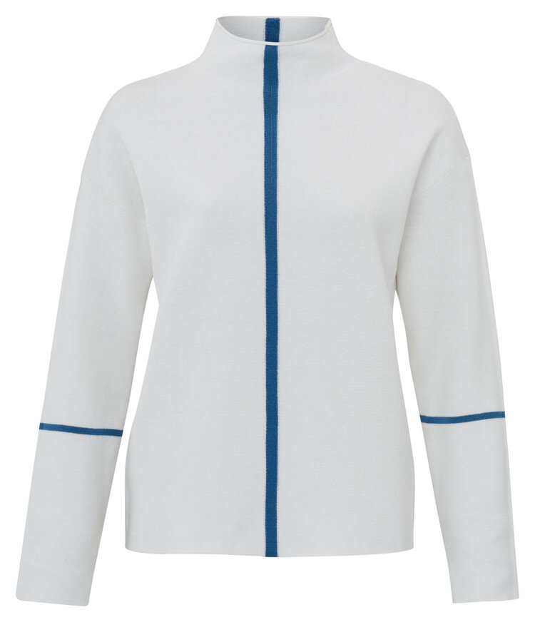 Yaya Sweater with Stripe Detail Pure White