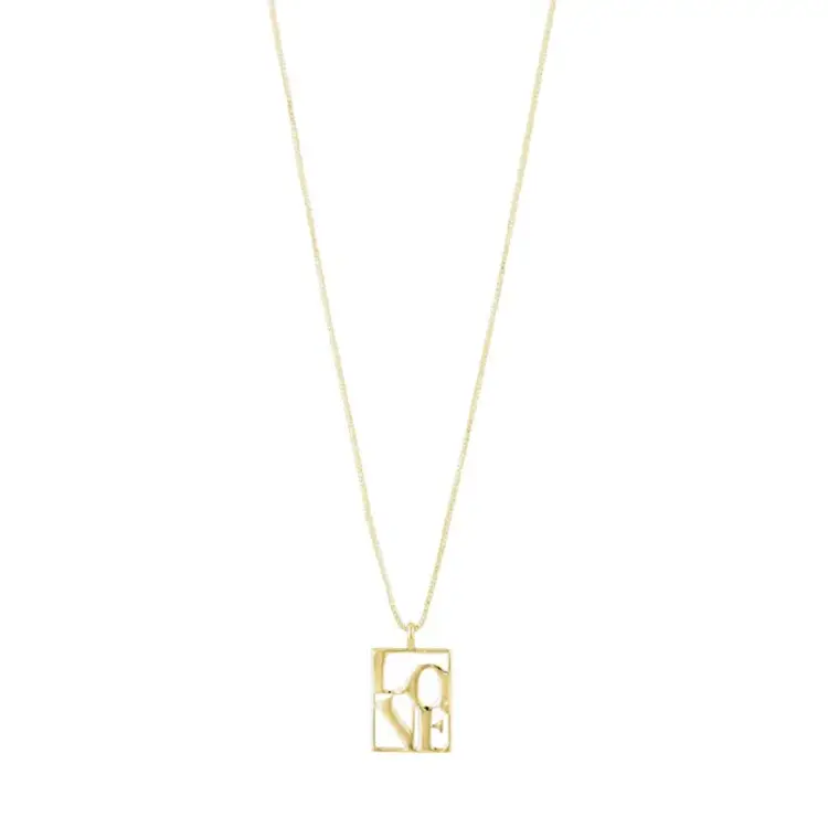 Pilgrim Jewellery LOVE Tag LOVE Recycled Necklace Gold