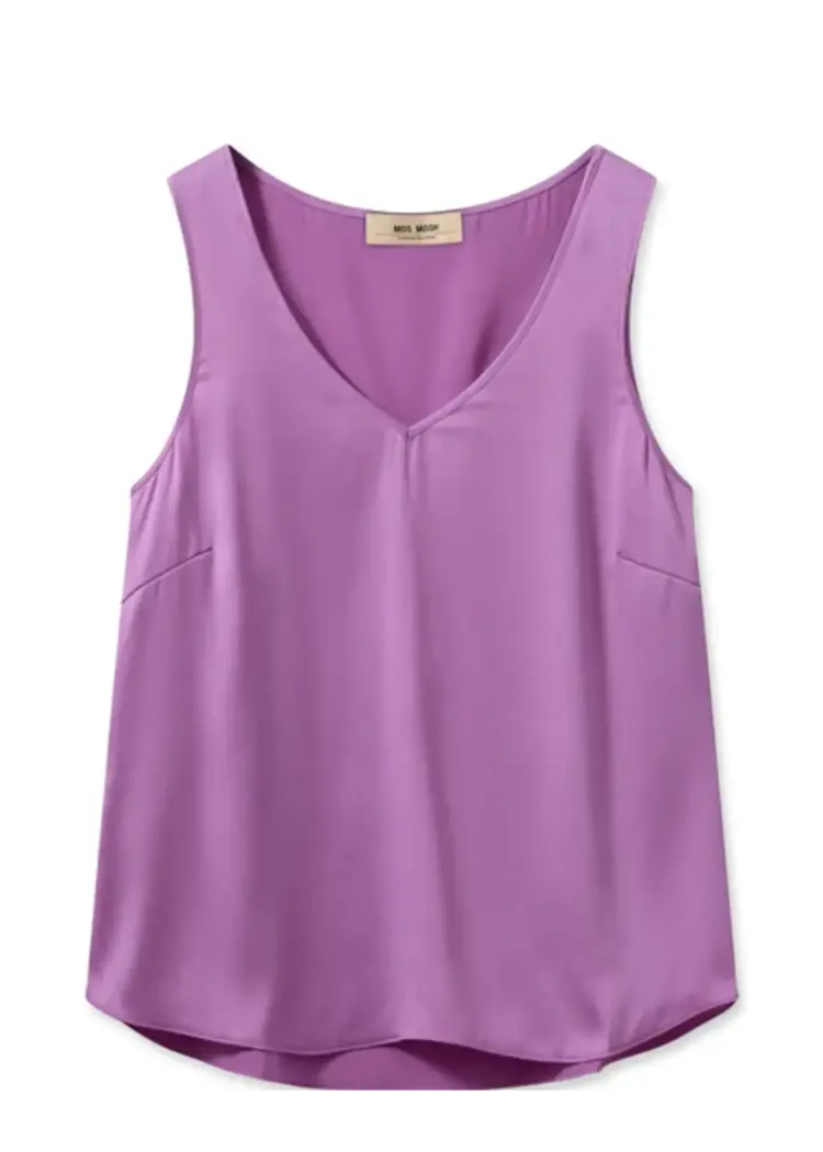 Mos Mosh Astrid V-Neck Silk Tank Top Iris Orchid