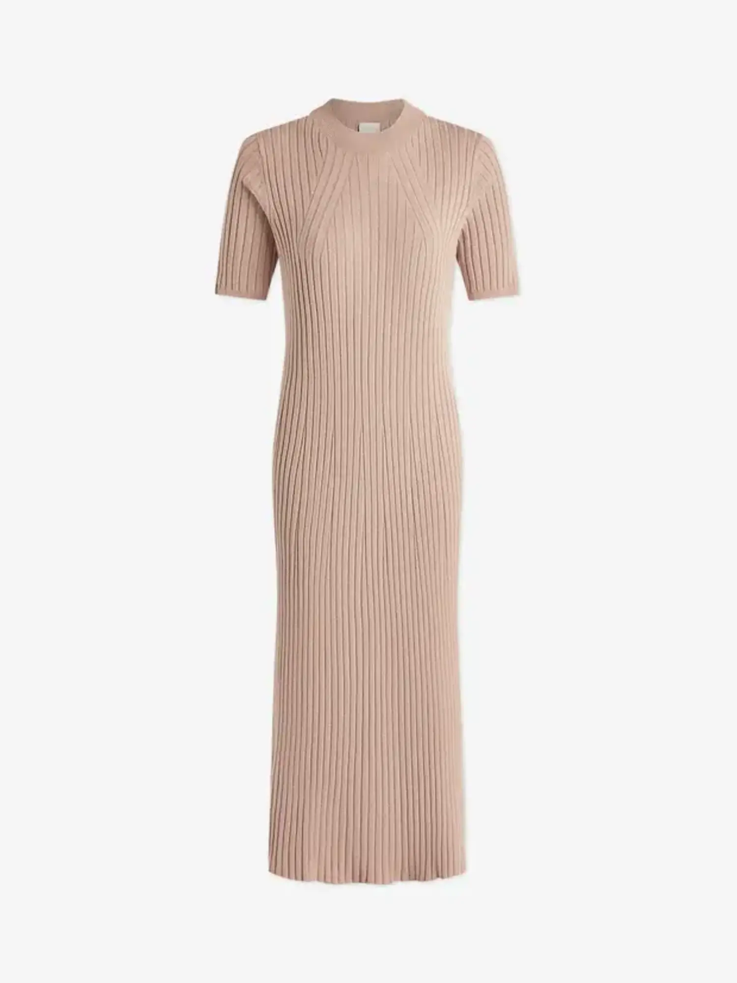 Varley  Maeve Rib Knit Midi Dress Warm Taupe - Tryst Boutique