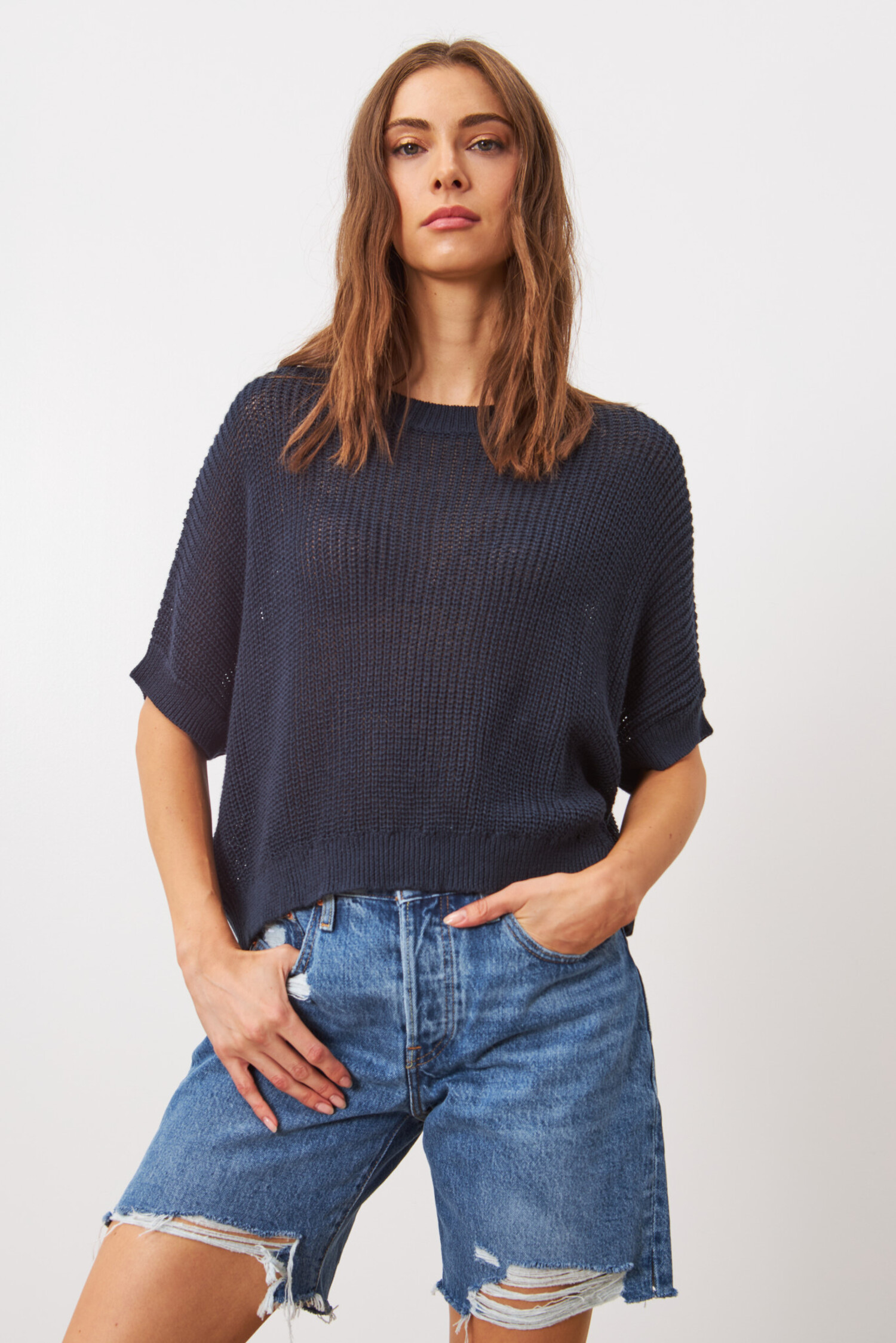 Line the Label Emersyn Pullover Prussian Blue Tryst Boutique