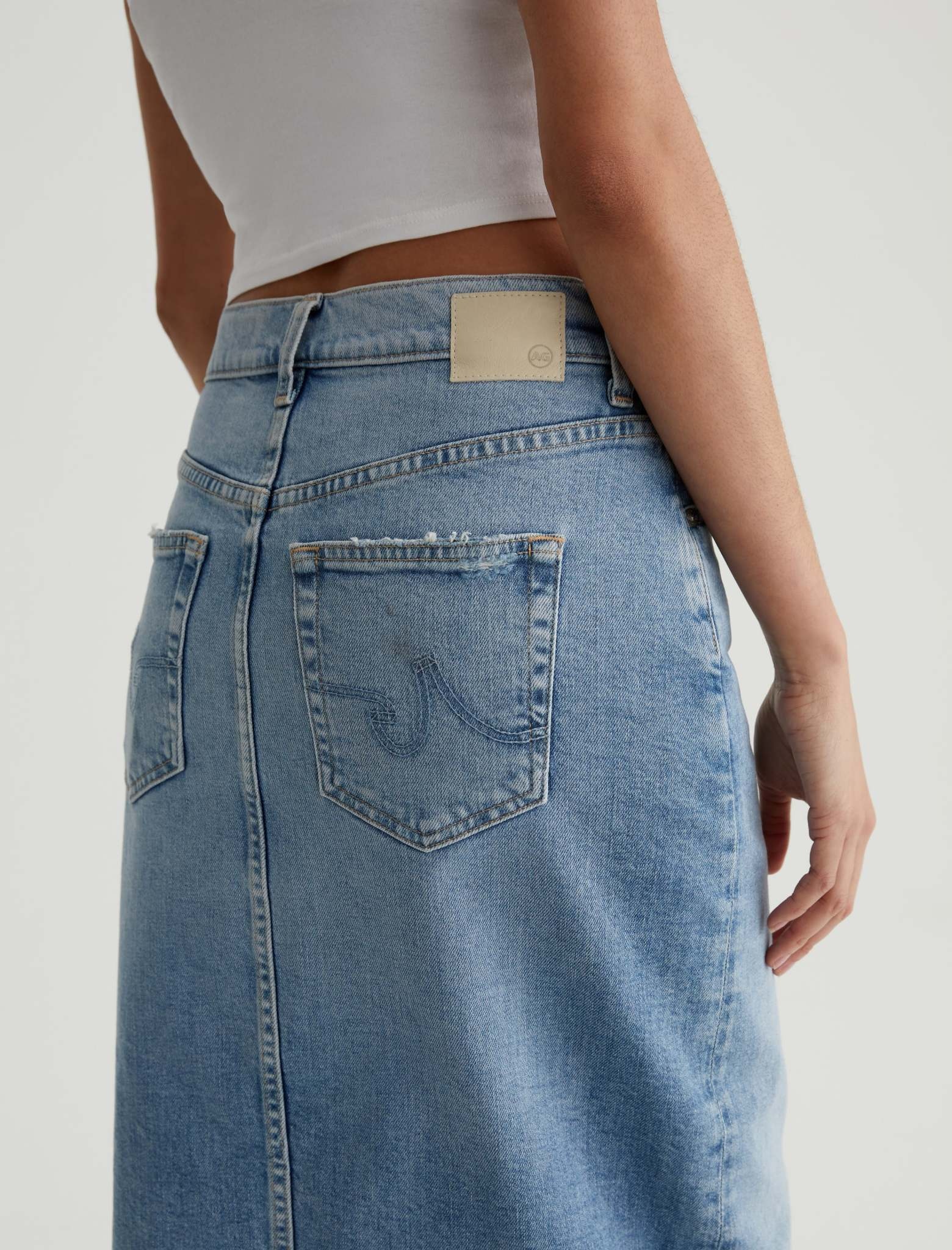 AG Denim Alicia Midi Skirt Eclipsed