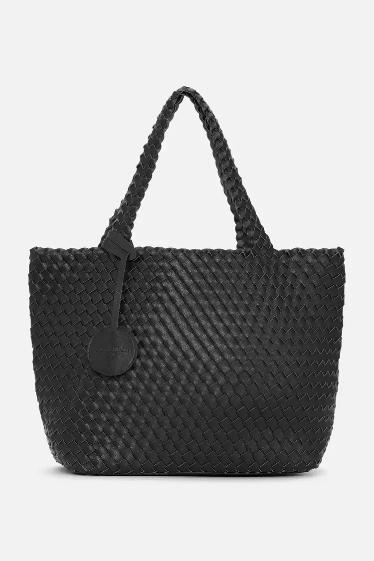 Ilse Jacobsen Reversible Woven Tote Black/Gunmetal