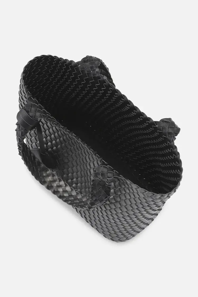 Ilse Jacobsen Reversible Woven Tote Black/Gunmetal