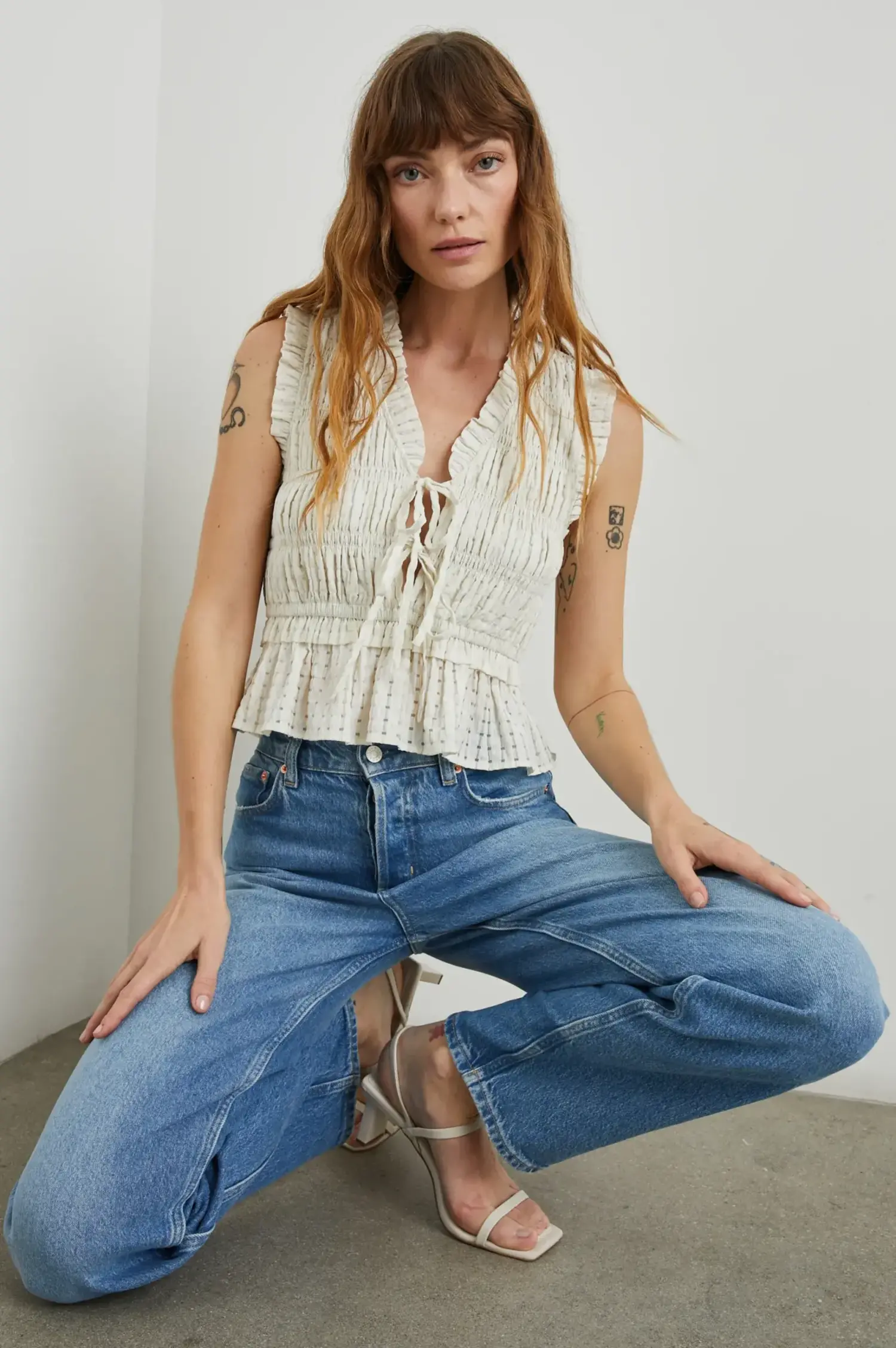 Rails Martine Top Ivory Seersucker