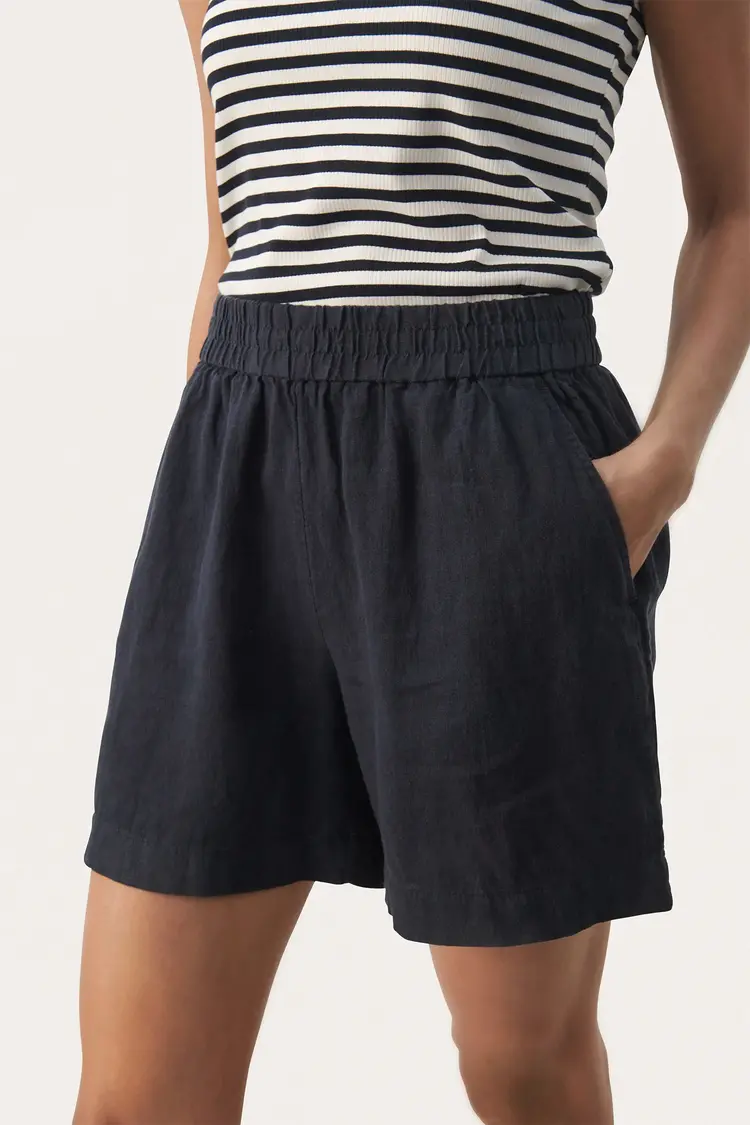 Part Two Gerd Linen Shorts Dark Navy