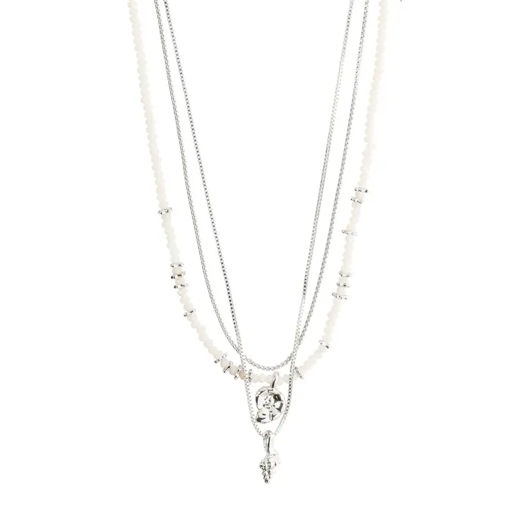 Pilgrim Jewellery Sea 3-in-1 Necklace Set White Silver