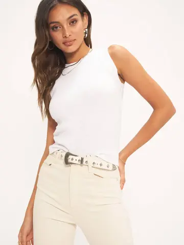 Project Social T Player Racerback Rib Tank Vintage White