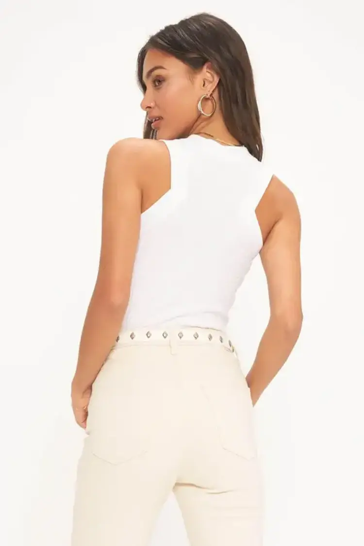 Project Social T Player Racerback Rib Tank Vintage White