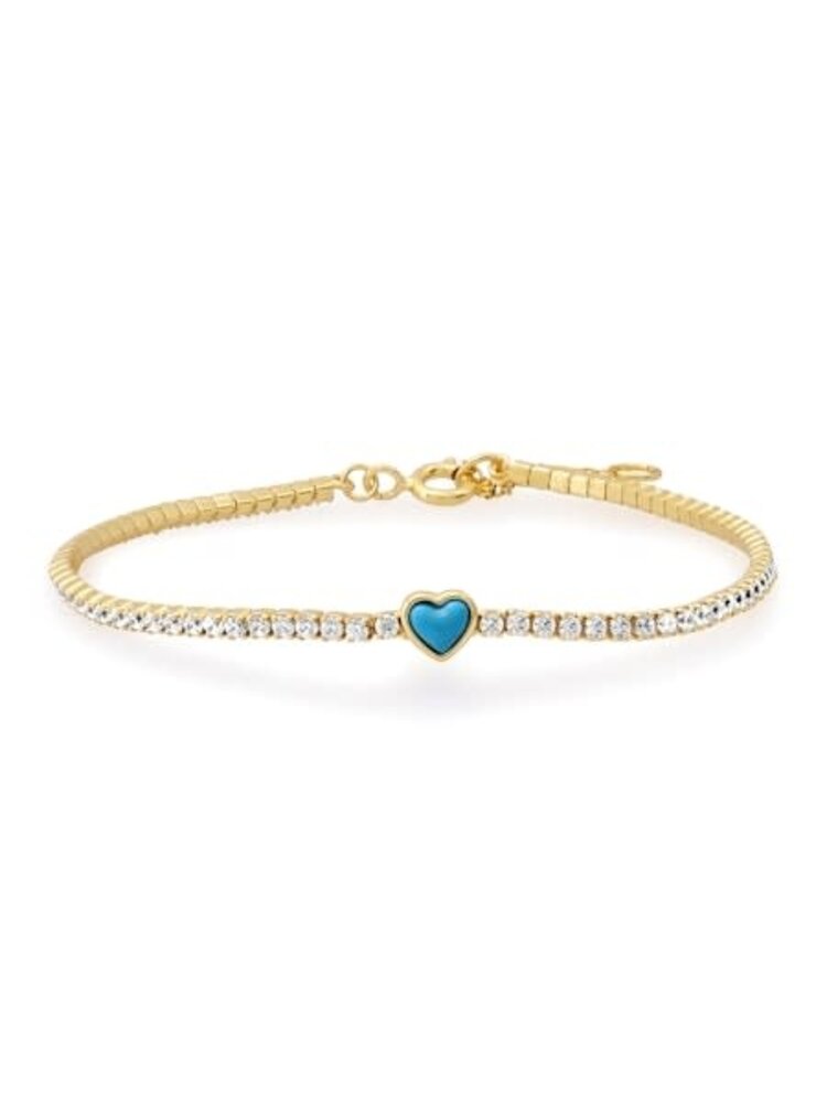 Gold Vermeil Tennis Chain Bracelet w/Turquoise Heart