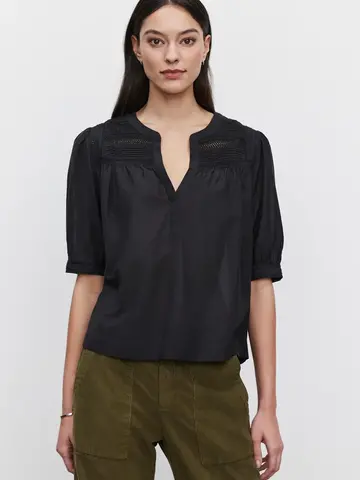 Velvet Marci Embroidered Blouse Black