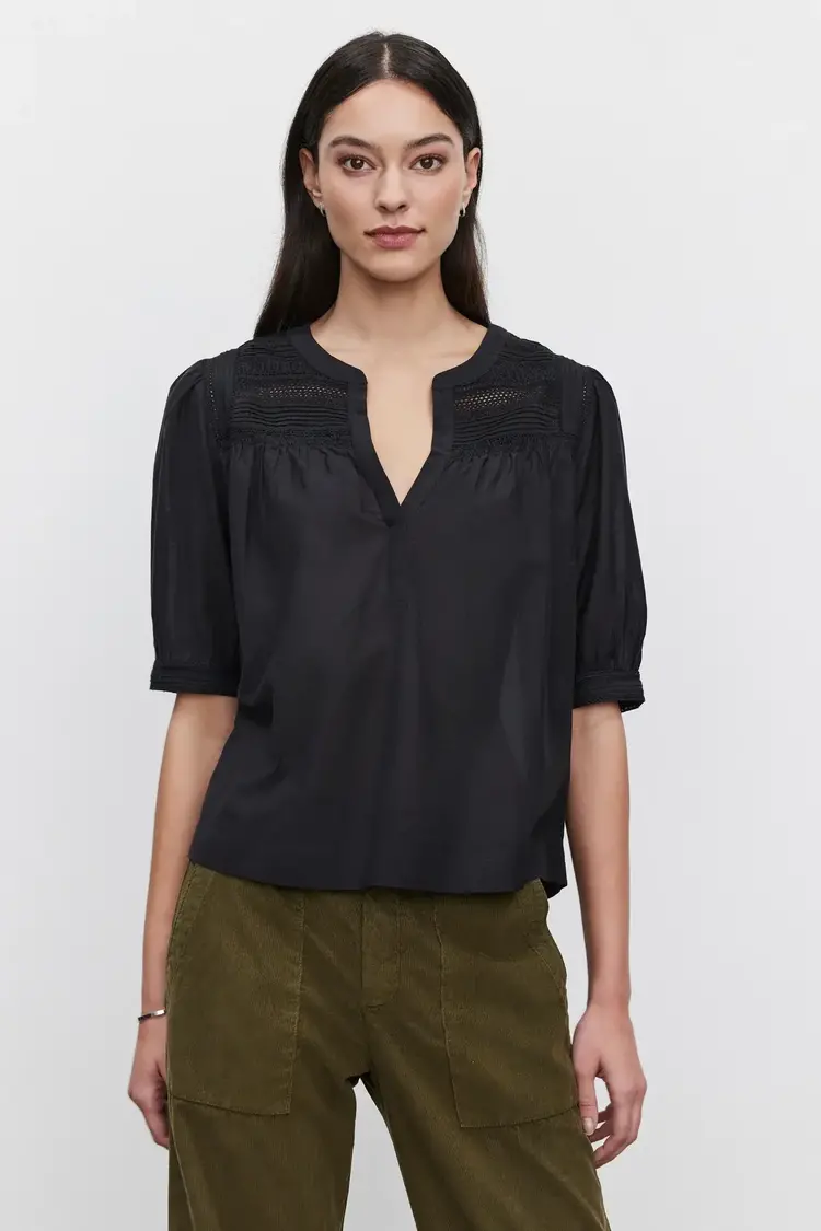 Velvet Marci Embroidered Blouse Black