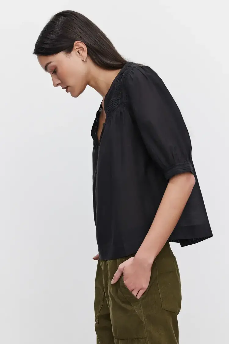 Velvet Marci Embroidered Blouse Black