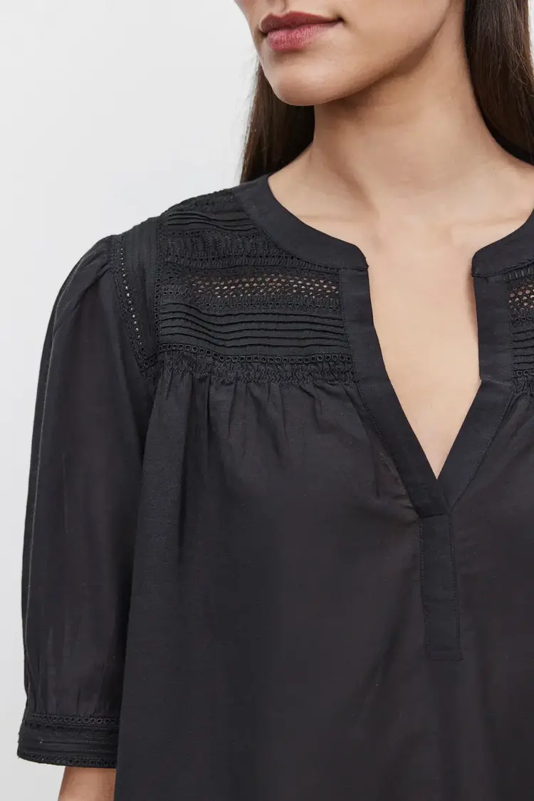 Velvet Marci Embroidered Blouse Black
