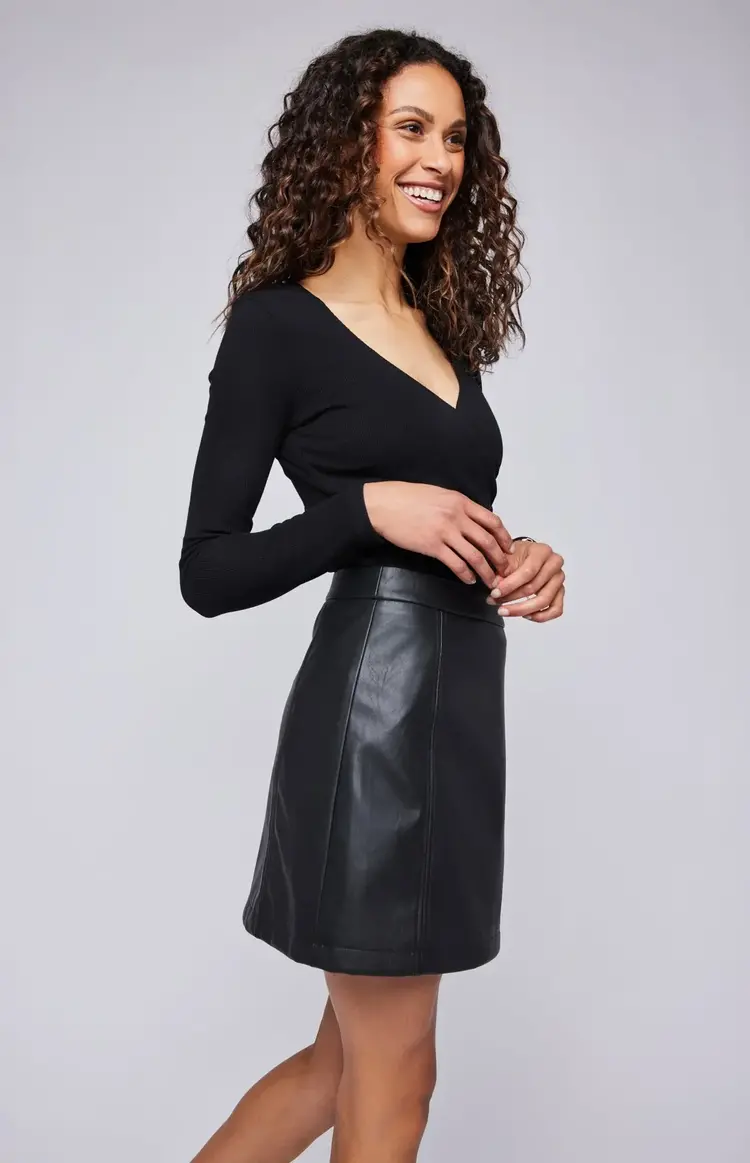 Gentle Fawn Chrissy Faux Leather Mini Skirt Black