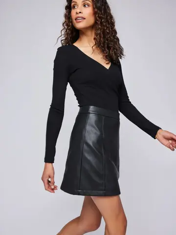 Gentle Fawn Chrissy Faux Leather Mini Skirt Black