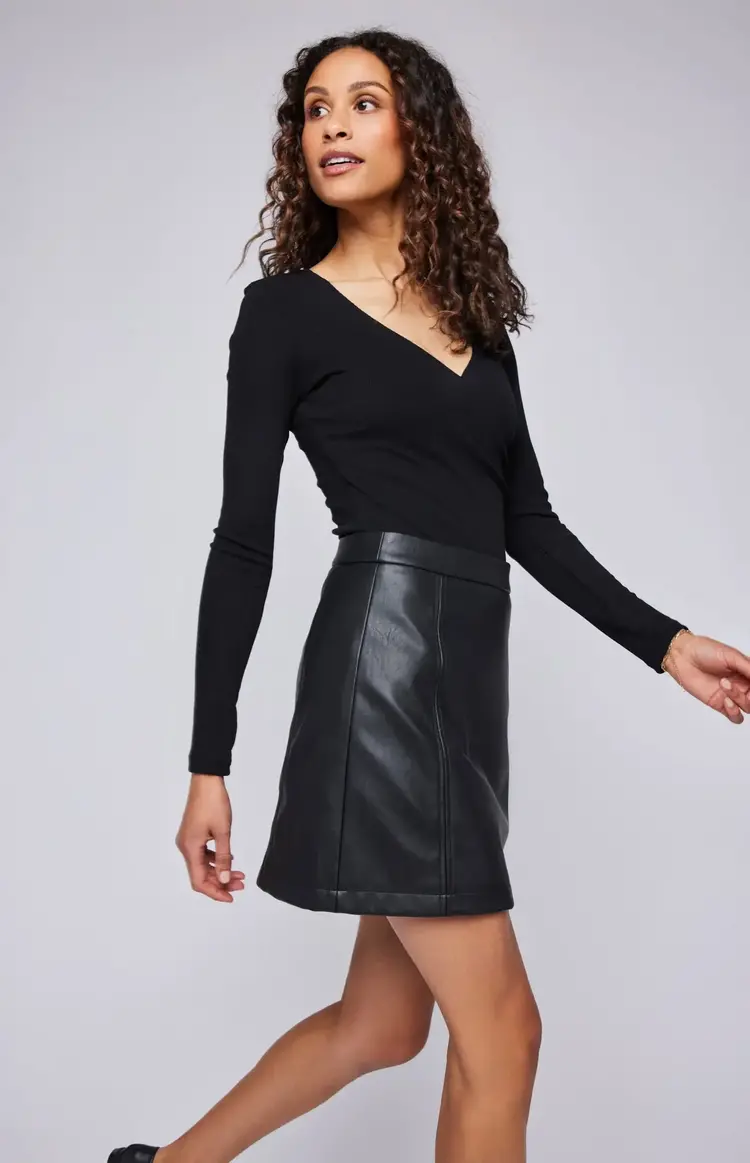 Gentle Fawn Chrissy Faux Leather Mini Skirt Black