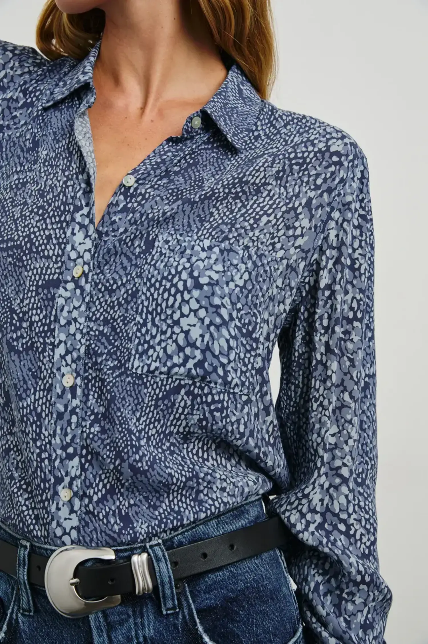 Rails Josephine Blouse Navy Python Tryst Boutique