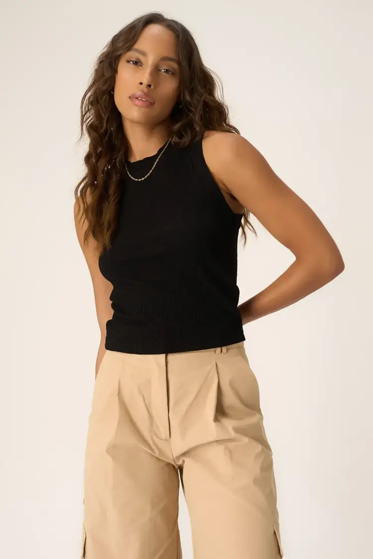 Project Social T Player Racerback Rib Tank Black