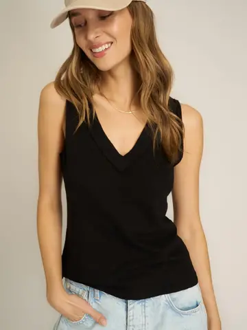 Project Social T Let Me Know Slub V-Neck Tank Black