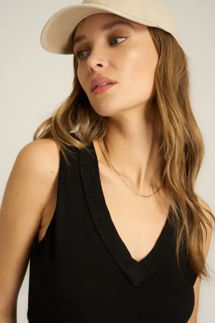 Project Social T Let Me Know Slub V-Neck Tank Black