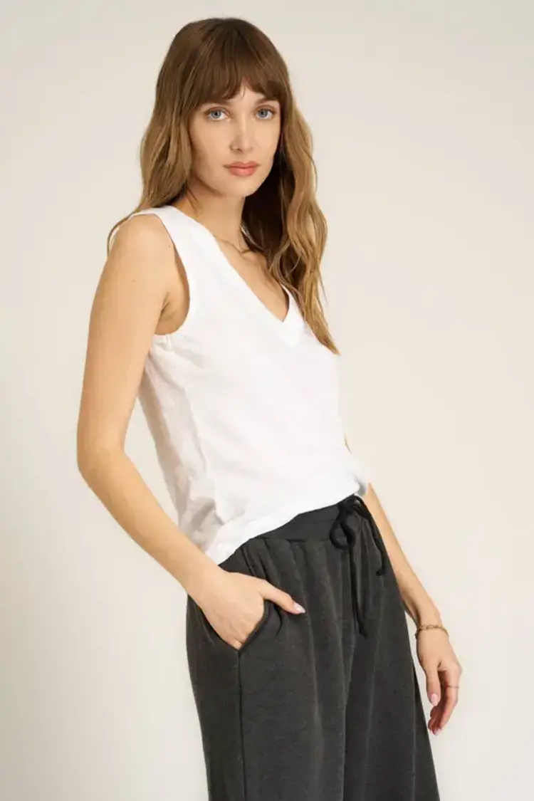 Project Social T Let Me Know Slub V-Neck Tank White