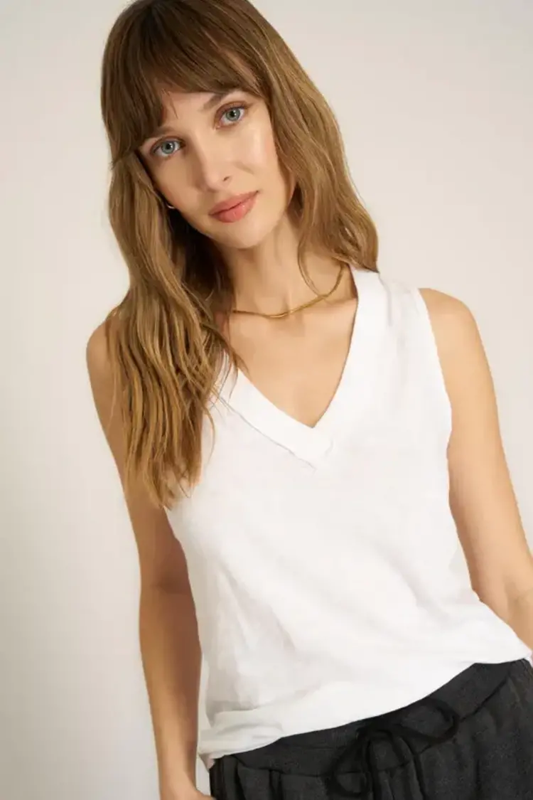 Project Social T Let Me Know Slub V-Neck Tank White