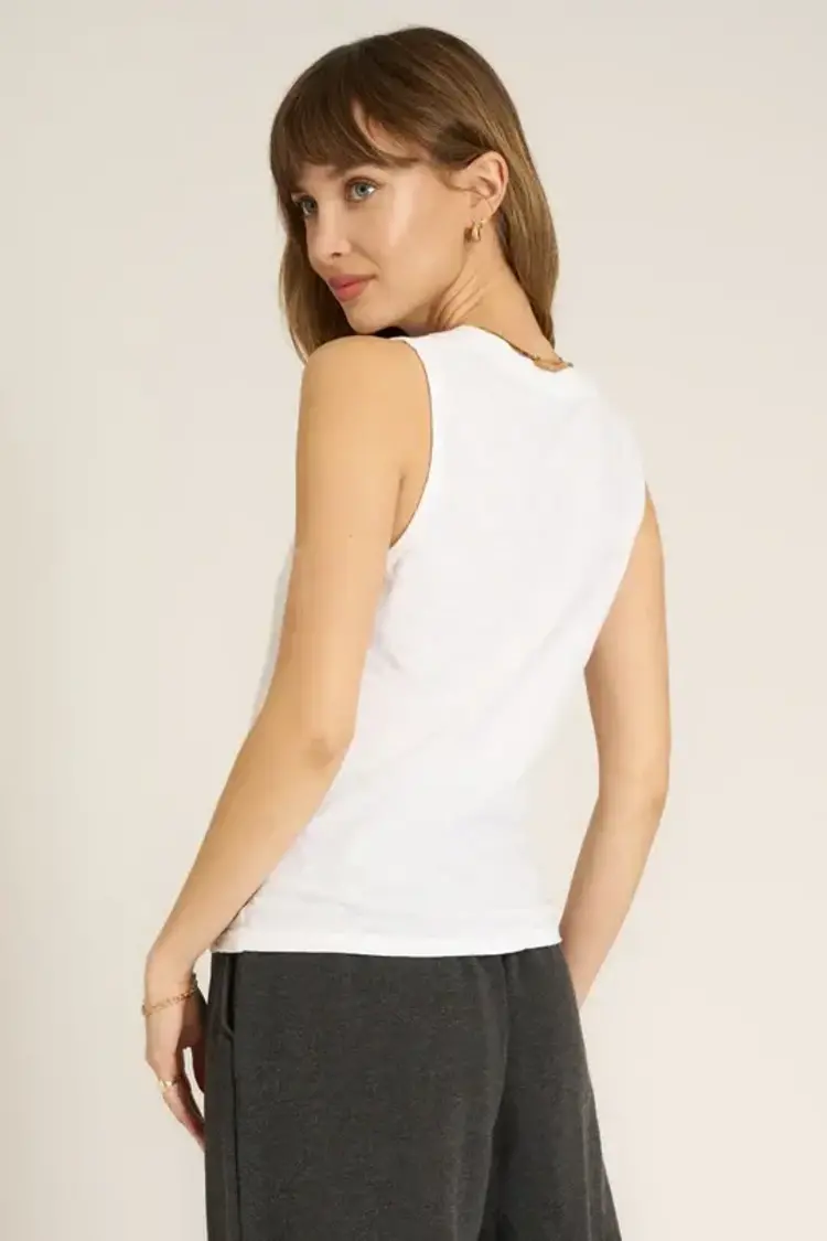 Project Social T Let Me Know Slub V-Neck Tank White