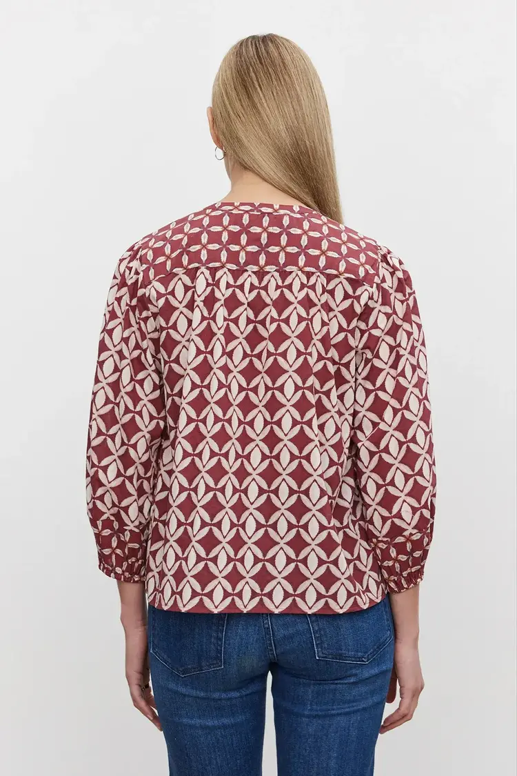 Velvet Haddon Printed Cotton Top Sangria