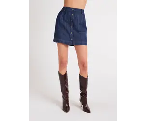 Bella Dahl | Seamed Button Front Skirt Dark Denim - Tryst Boutique