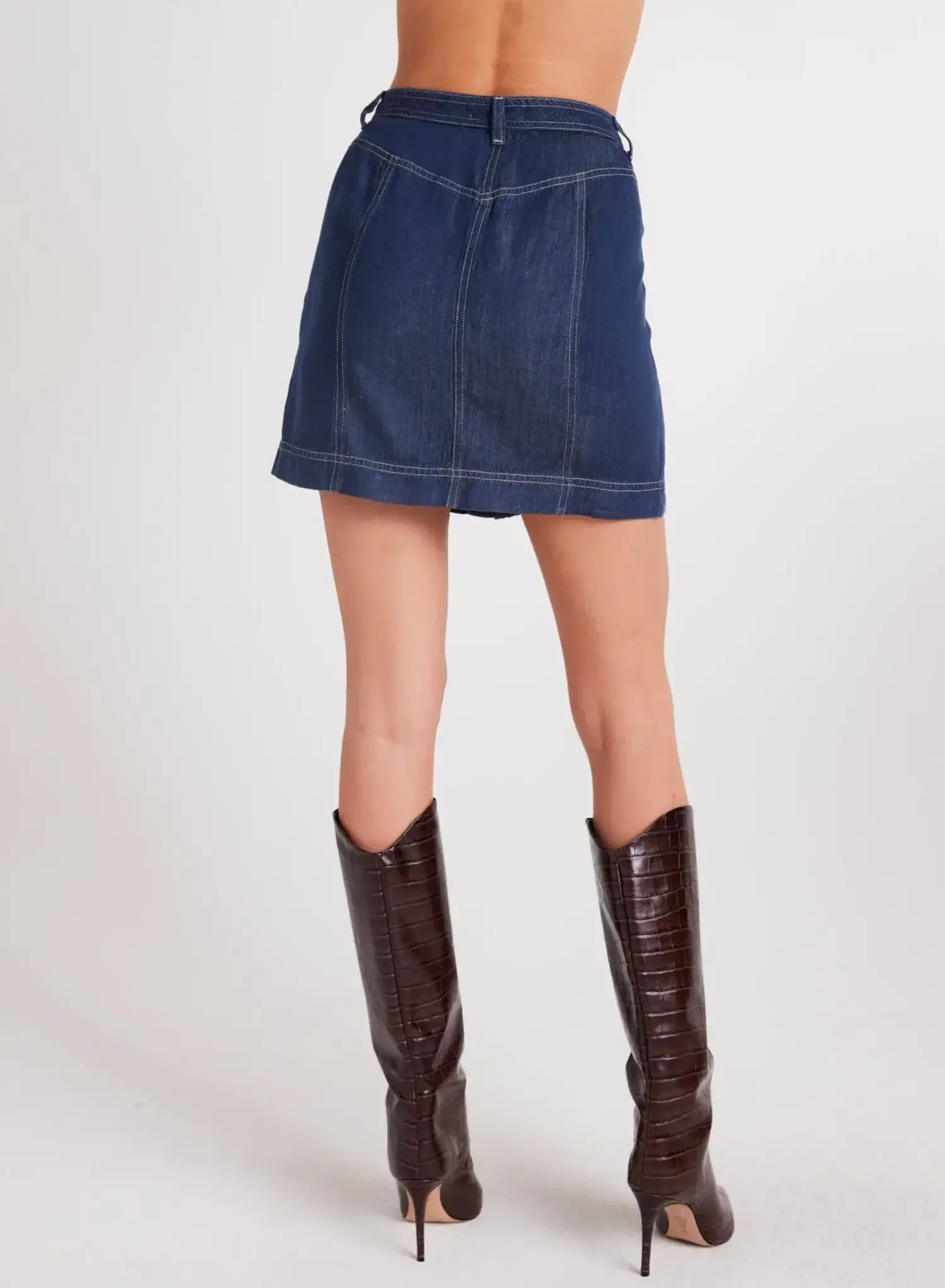 Bella Dahl | Seamed Button Front Skirt Dark Denim - Tryst Boutique