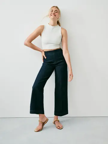 Spanx Zero Waistband Crop Wide Leg Jean