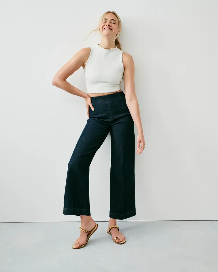 Spanx Zero Waistband Crop Wide Leg Jean