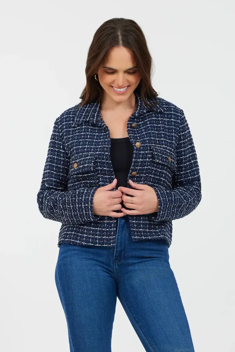 Suzy D Jadore Checked Jacket Navy Check