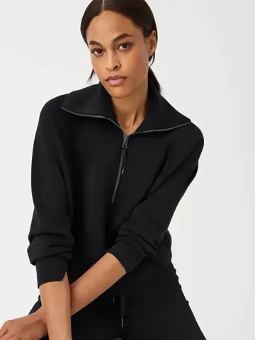 Spanx Air Essentials Half Zip Very Black