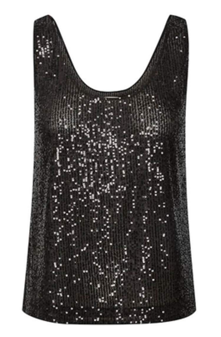 Part Two Tamana Sequin Tank Black
