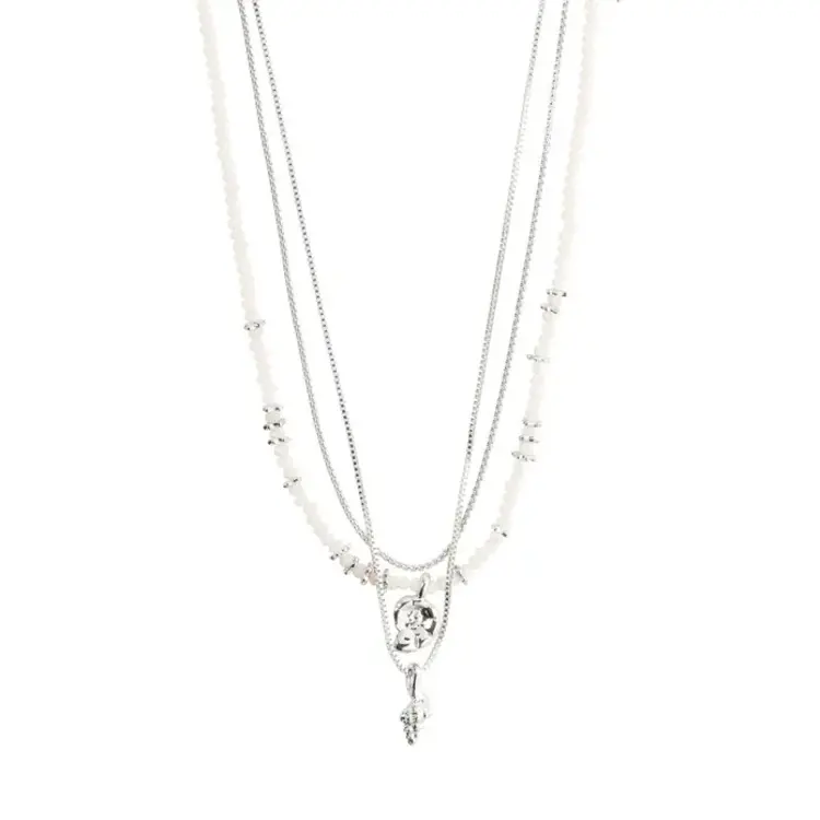 Pilgrim Jewellery Sea 3-in-1 Necklace Set White Silver