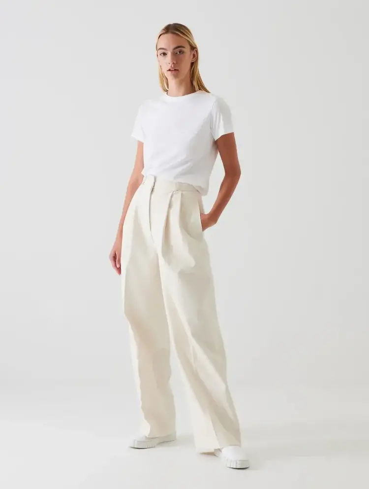 Patrick Assaraf Pima Cotton Stretch Slim T-Shirt Crew White