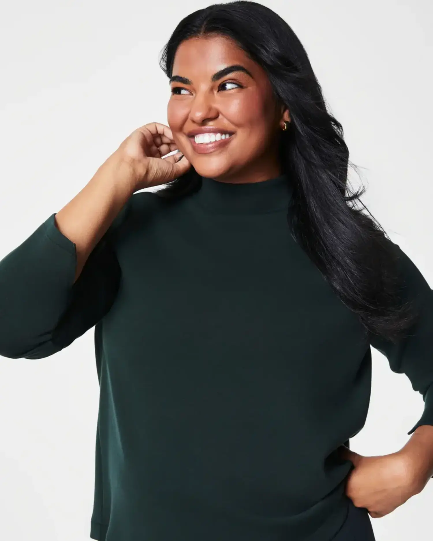 Green mock neck top clearance