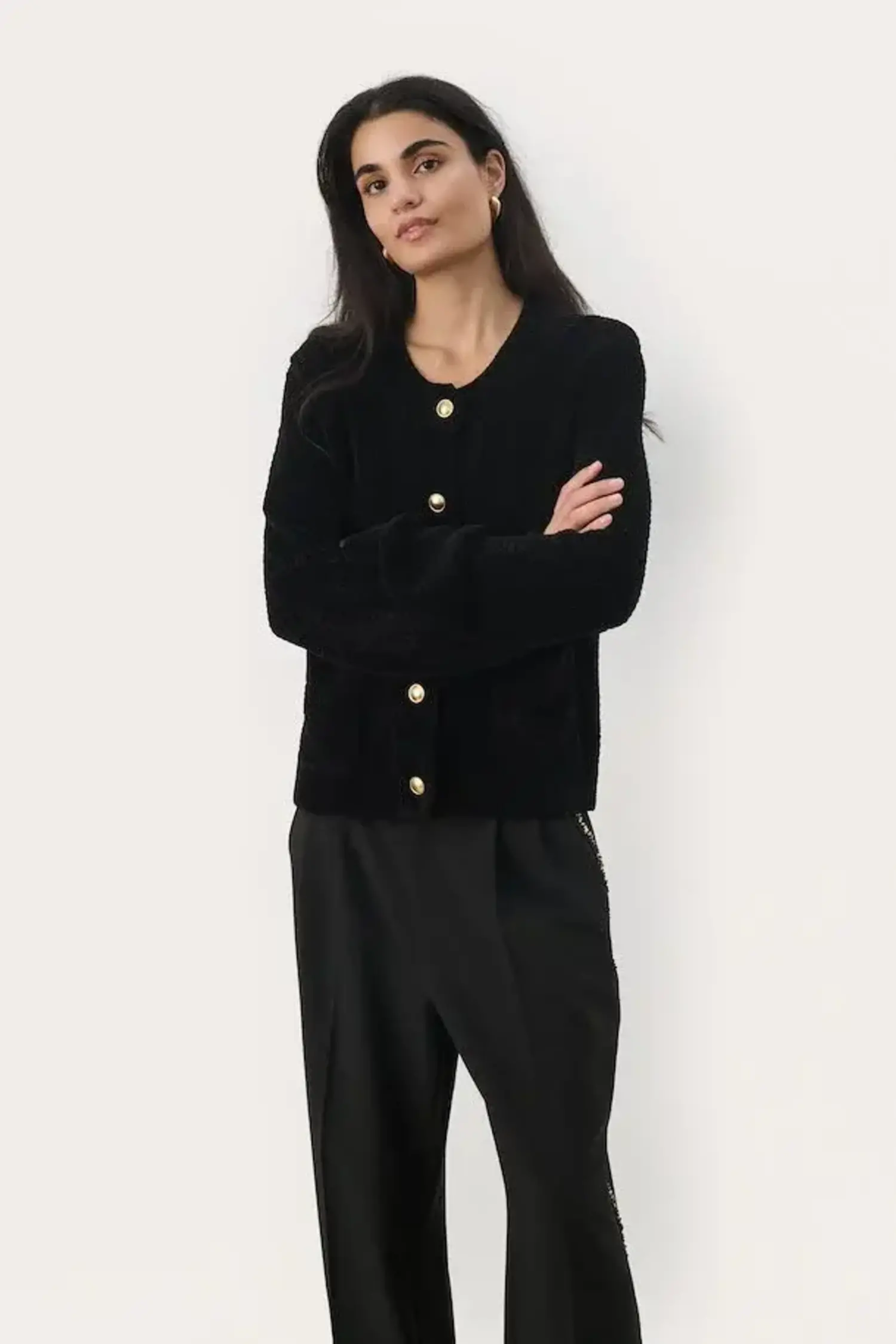 ★ MISEKI SEOUL★ Long layered cardigan one piece BLACK MSK Part Two | Mika Cardigan Black - Tryst Boutique