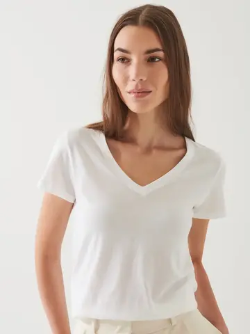 Patrick Assaraf Pima Cotton V-Neck White